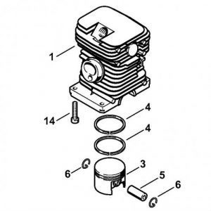Циліндр з поршнем, діам. 38 мм Stihl для бензопили MS 180